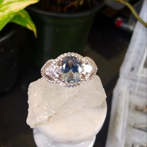 Aquamarine solid sterling silver ring size 8